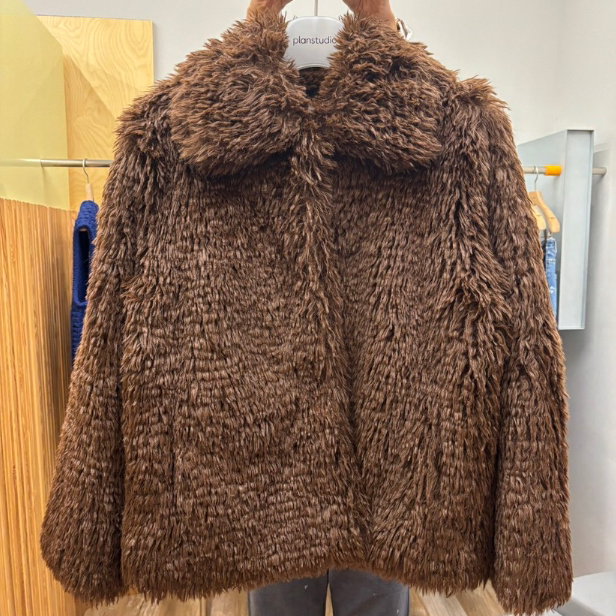 THE PLAN东大门㊣直邮女士新款人气休闲短款大衣生态毛毛皮