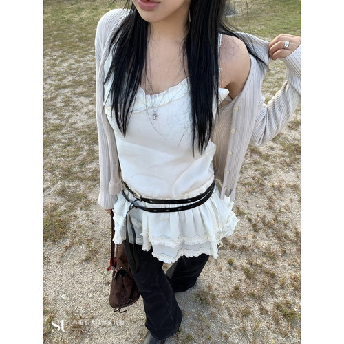 Seolo seoul㊣东大门代购女士26秋冬新款休闲连衣裙褶边丝绸