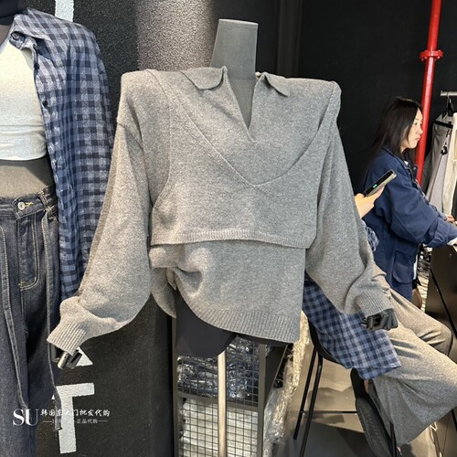 PROJECT ELF东大门直邮㊣女装26秋冬新品休闲真品针织衫翻领