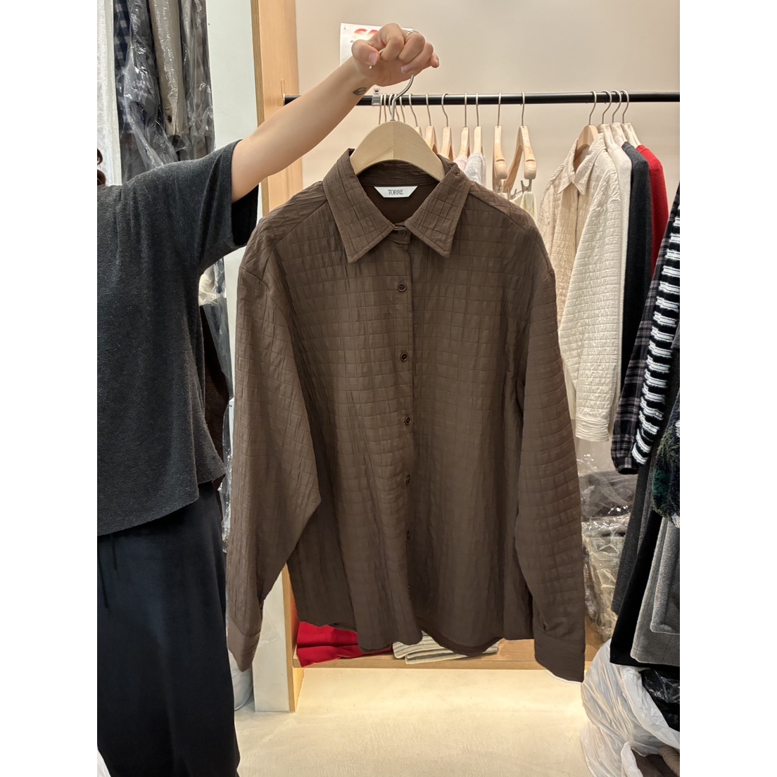 TORRE东大门㊣实拍女装新款25秋冬休闲时尚热卖真品衬衫填充