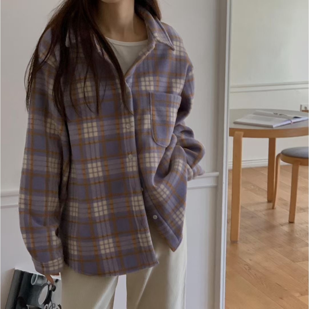 BREEZE-OT东大门㊣实拍女士新款休闲推荐人气25秋冬衬衫格子