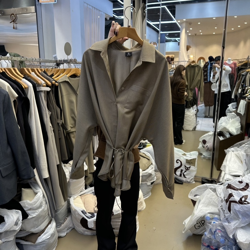 SANS东大门㊣实拍女士新款推荐休闲人气真品25秋冬衬衫羊毛