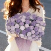 轻岚渐变长绒魔法球花束玫瑰花束礼物diy材料编织手工编毯子