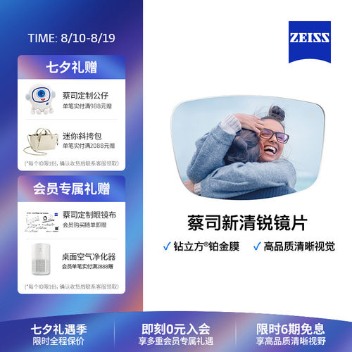 ZEISS新清锐钻立方铂金膜镜片