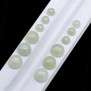 批发天然和田玉圆形戒面和田白玉素面裸石吊坠戒指镶嵌配石工厂