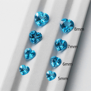 天然托帕石瑞士蓝晶心形戒面裸石晶体干净 戒指项链镶嵌厂家批发