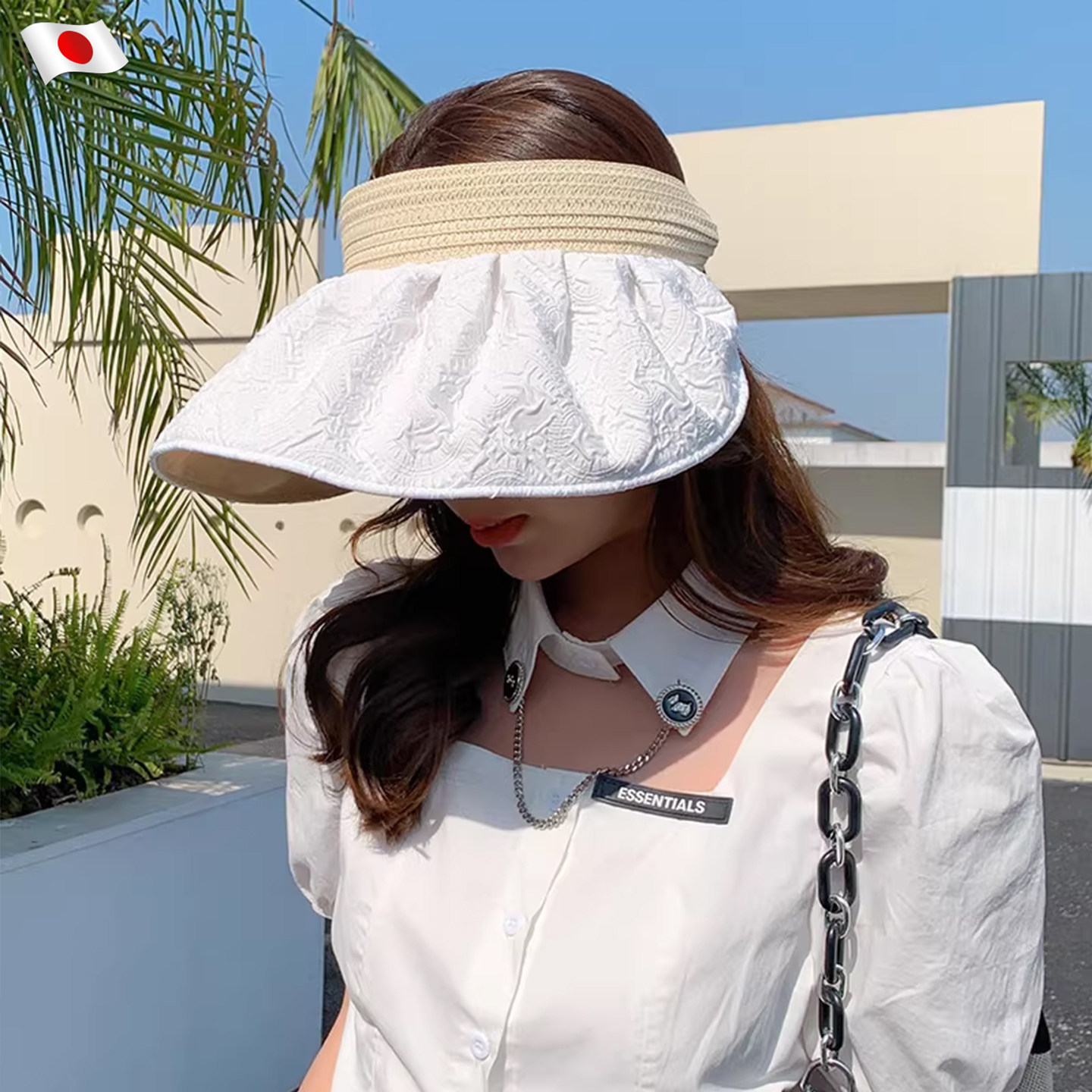 日本空顶防晒帽大帽檐2026新款遮阳帽防紫外线遮脸户外运动女夏季