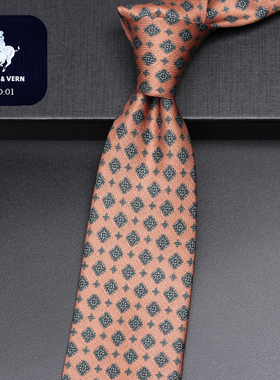 PAOLU&VERN保罗土黄色圆点9cm宽版领带男士轻奢商务正装拉链手打