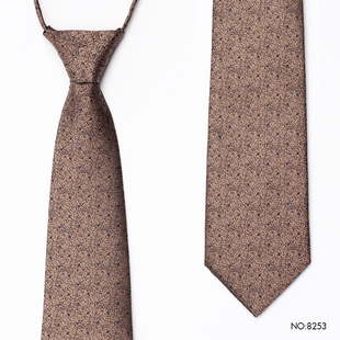 PAOLUVERN保罗领带棕色咖啡色圆点波点拉链款免打结懒人男8cm商务