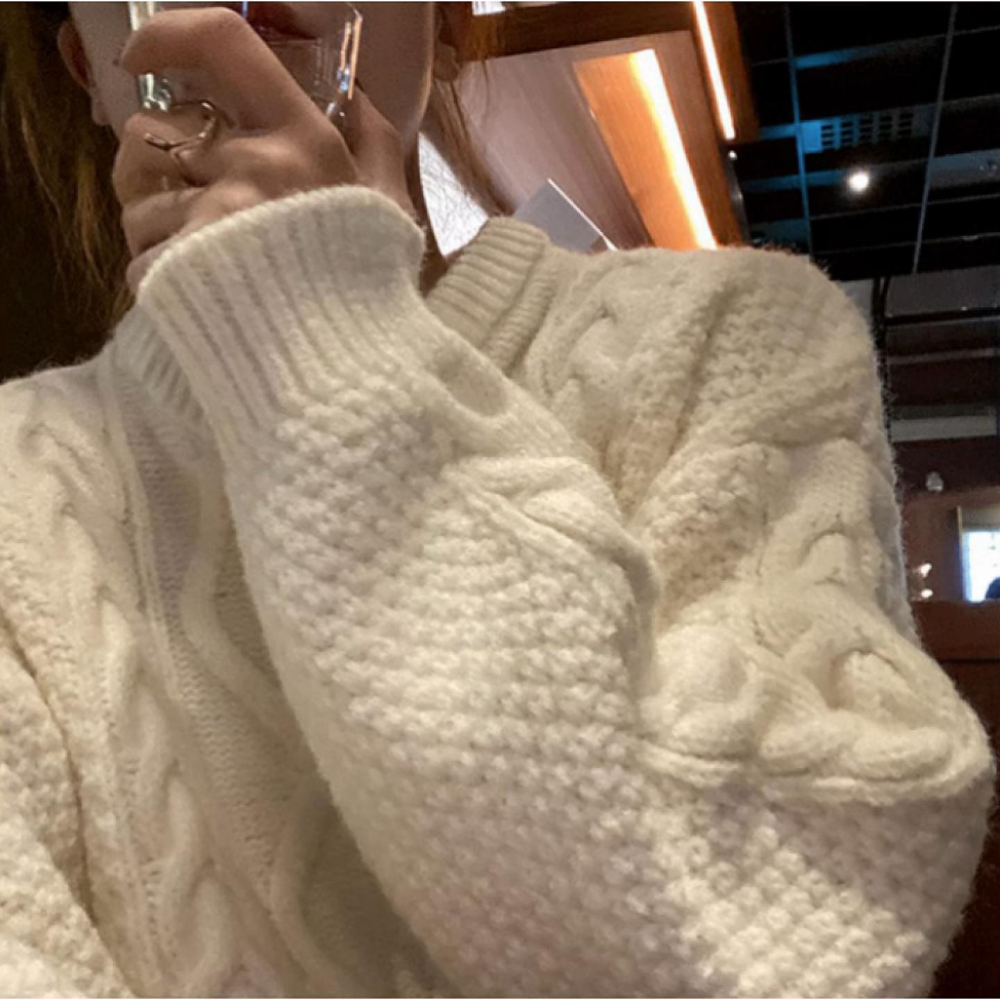 100%山羊绒毛衣女加厚慵懒风