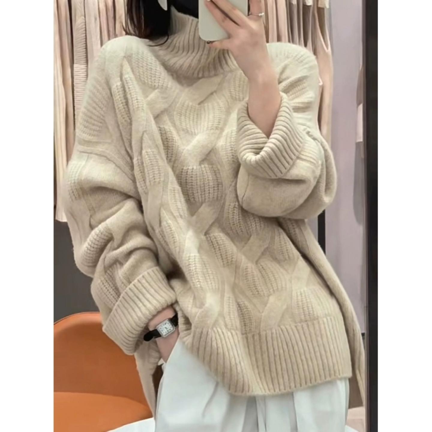 100%纯山羊绒毛衣女高领加厚