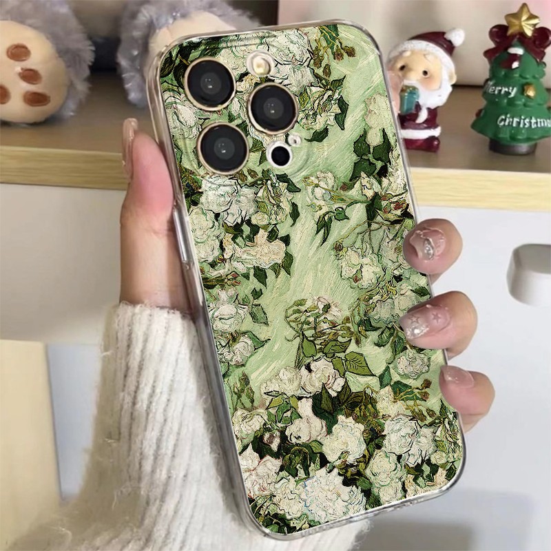 梵高油画适用苹果17手机壳卡通适用vivo透明适用iPhone适用小米17壳透明软硅胶手机壳简约可爱软壳