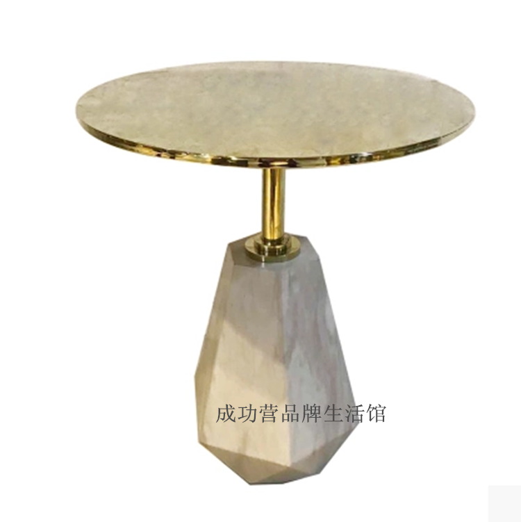 新款简约不锈钢钻石造型底座小茶几可移动边几创意咖啡桌角几圆几