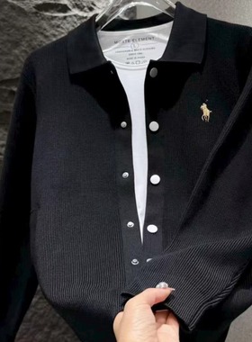 2025春季新款时尚休闲翻领针织衫男士潮简约纯色套头毛衣男36132