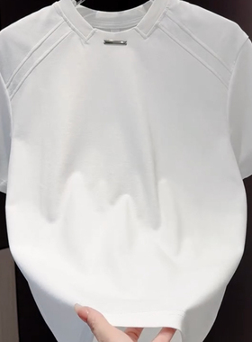 2025夏季新款时尚休闲短袖T恤男士潮流纯色圆领半袖韩版潮77033