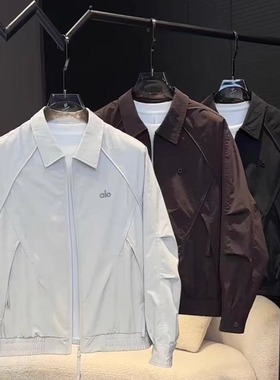 春秋季新款时尚休闲翻领字母刺绣夹克男士潮简约纯色外套男99011