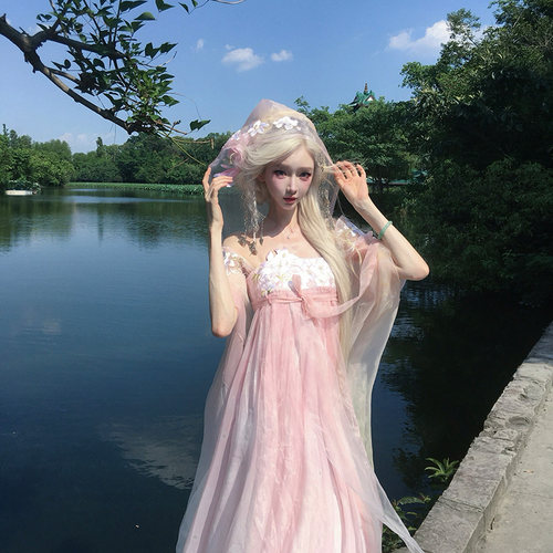 芥子记【紫藤花蔓宜】唐大袖刺绣齐胸裙 花瓣袖 吊带齐腰汉服原创