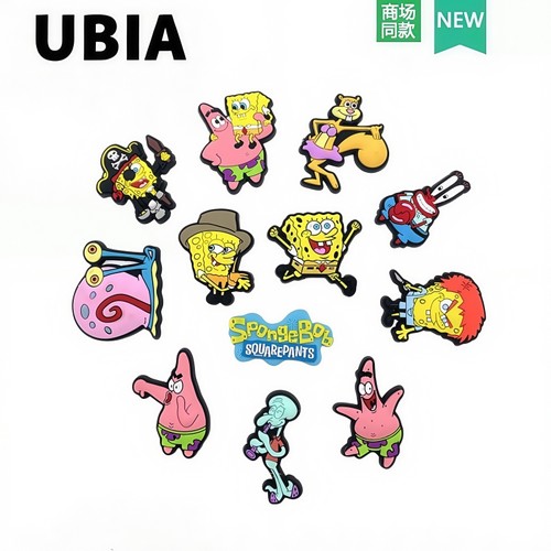 洞洞鞋配饰海绵宝宝派大星可爱鞋花鞋扣diy卡骆驰crocs配件装饰品