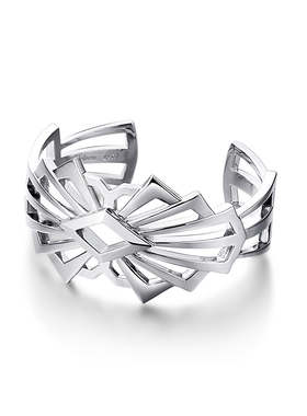 Glam Ever烟花系列银白色个性时尚欧美风开口可调节大手镯手环女