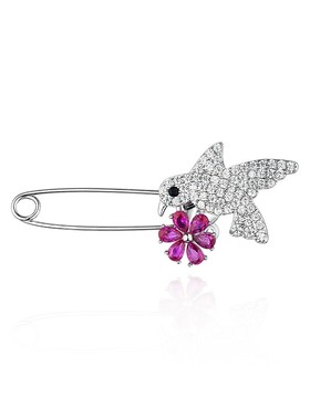 Glam Ever小巧花鸟回形针胸针女 少女心创意简约设计丝巾扣别针配