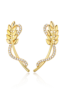 Glam Ever闪耀麦穗耳环女士 镀18k金气质个性简约夸张耳钉耳饰品