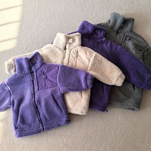 男女童装 外贸Y单冬装 加厚羊羔绒高领翻领按扣休闲外套 11岁