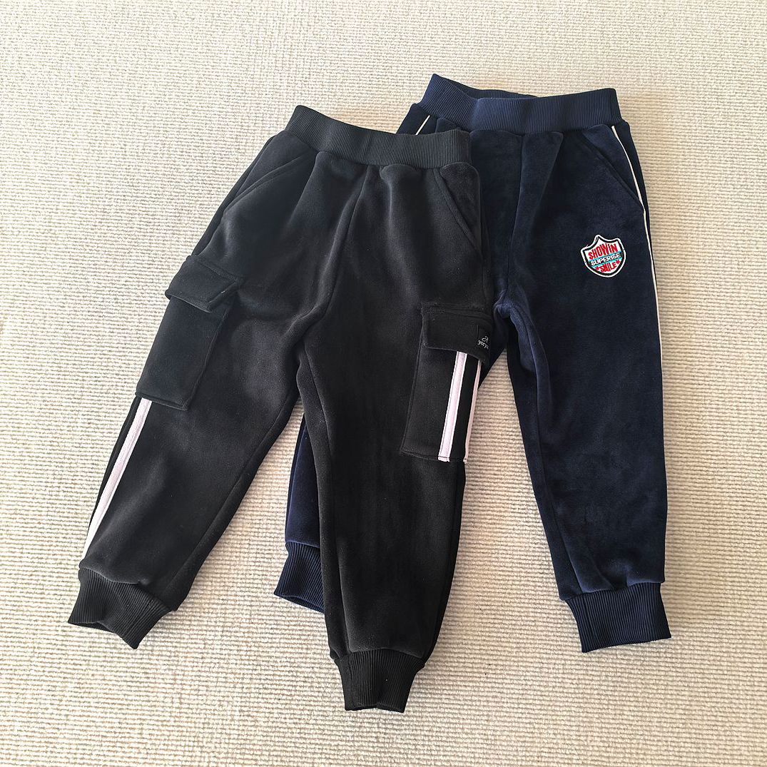 110-150码~冬装男童装 一体绒金丝绒柔软厚实口袋休闲长裤