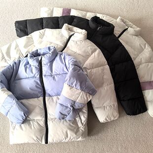 130-150码~外贸Y单冬装男女童装 厚实夹棉拼色立领拉链棉袄棉服