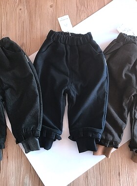偏小冬装新款女童装毛呢螺纹裤脚