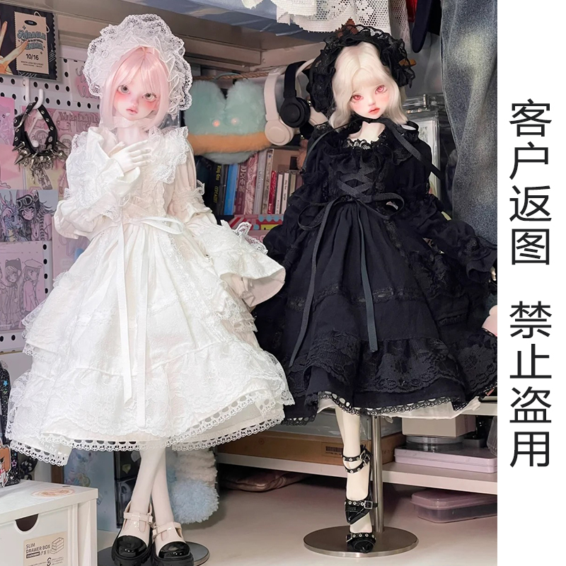 3分4分6分bjd娃衣1/4娃娃宫廷洛丽塔洋裙复古爱丽丝女仆裙60cm穿