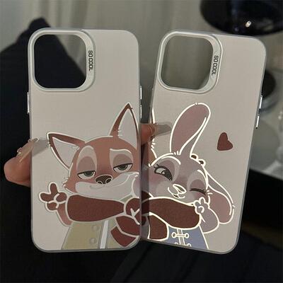 苹果16磨砂手机壳可爱卡通情侣