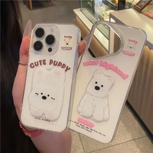 mate70 适用iPhone17 70趣味华为pura80新款 15情侣红米K80 60ins风findX8软壳 16可爱西高地小狗手机壳小米17