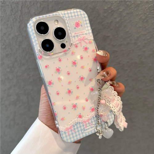 蓝格子蝴蝶结碎花imd手机壳