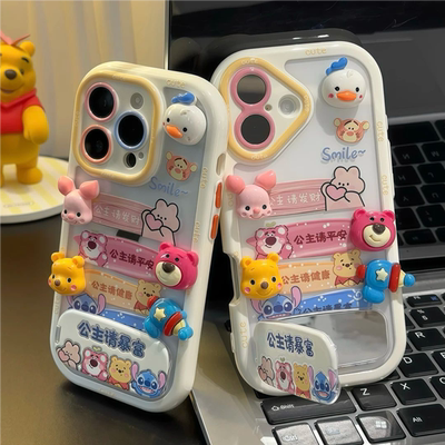 苹果17可爱草莓熊支架手机壳ins