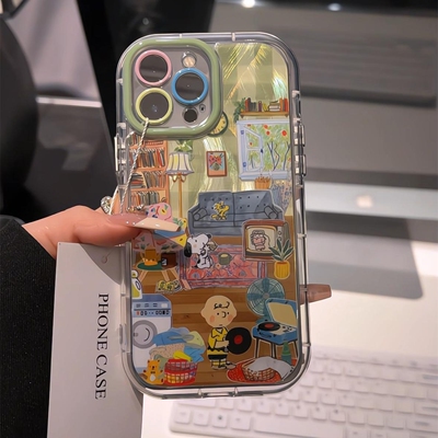 原创趣味油画风史努比情侣手机壳