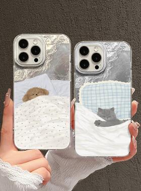 旋涡纹渐变手机壳适用iPhone16可爱小狗苹果15promax卡通小猫小米13/14情侣vivoX200软壳vivoS18/19保护套女