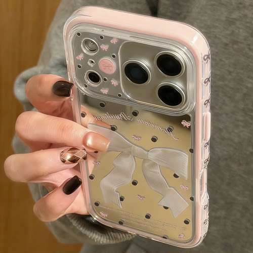 韩系唯美镜面蝴蝶结手机壳
