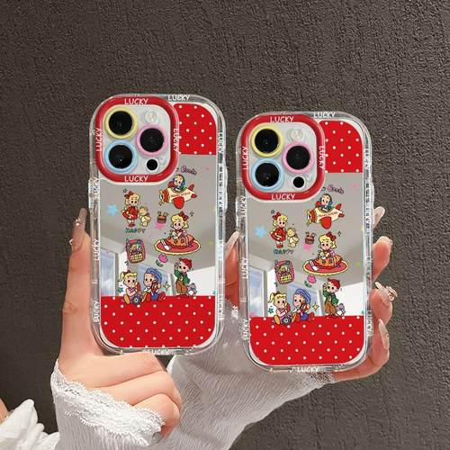 镜面奶油手机壳苹果16卡通可爱