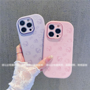 浅粉色小猫全包手机壳适用iPhone16/15promax新款苹果14plus小众12/13薰衣草紫色小米14软壳红米K60/70可爱