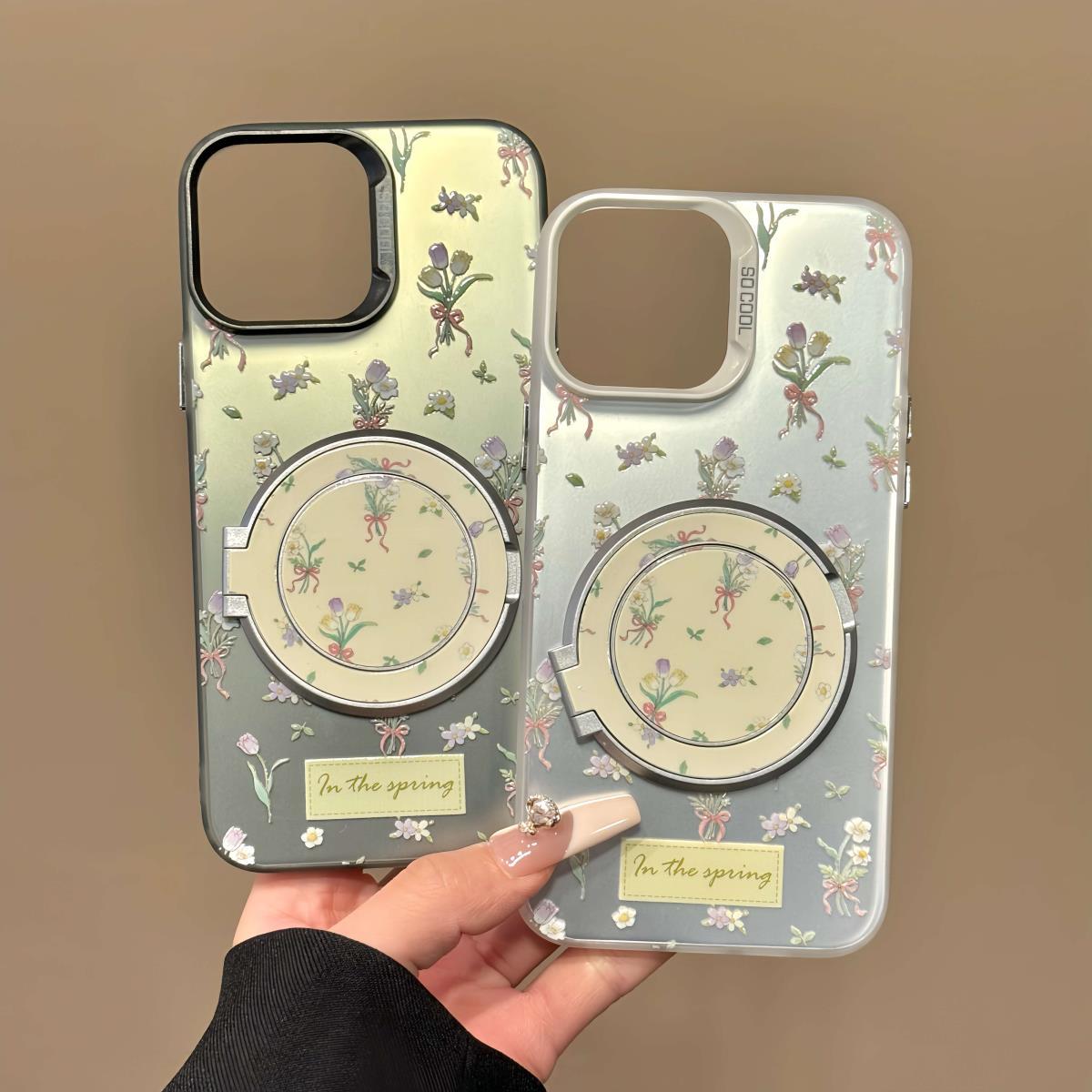 适用iPhone17/16/15promax薰衣草碎花手机壳小米15/14新款华为pura80/70ins风mate70/60软壳vivos30支架软壳