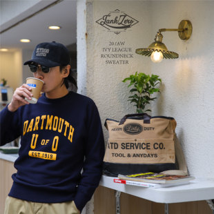 TANKZERO常青藤校园IVY撞色圆领复古卫衣厚套头毛圈运动衫 男女款