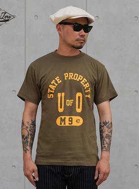 TANKZERO 常青藤1950-S 撞色美式复古印花圆领短袖T恤男女同款TEE