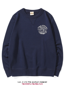 TankZero ANChor 复古美式印花圆领套头卫衣毛圈款休闲春秋男女