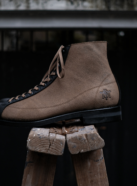 AT-DIRTY MONKEY BOOTS日产米色翻毛双拼色短脸靴工装靴复古男式