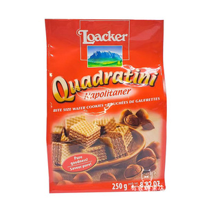 香港代购 进口Loacker/莱家 榛子味粒粒威化饼干袋装零食250g