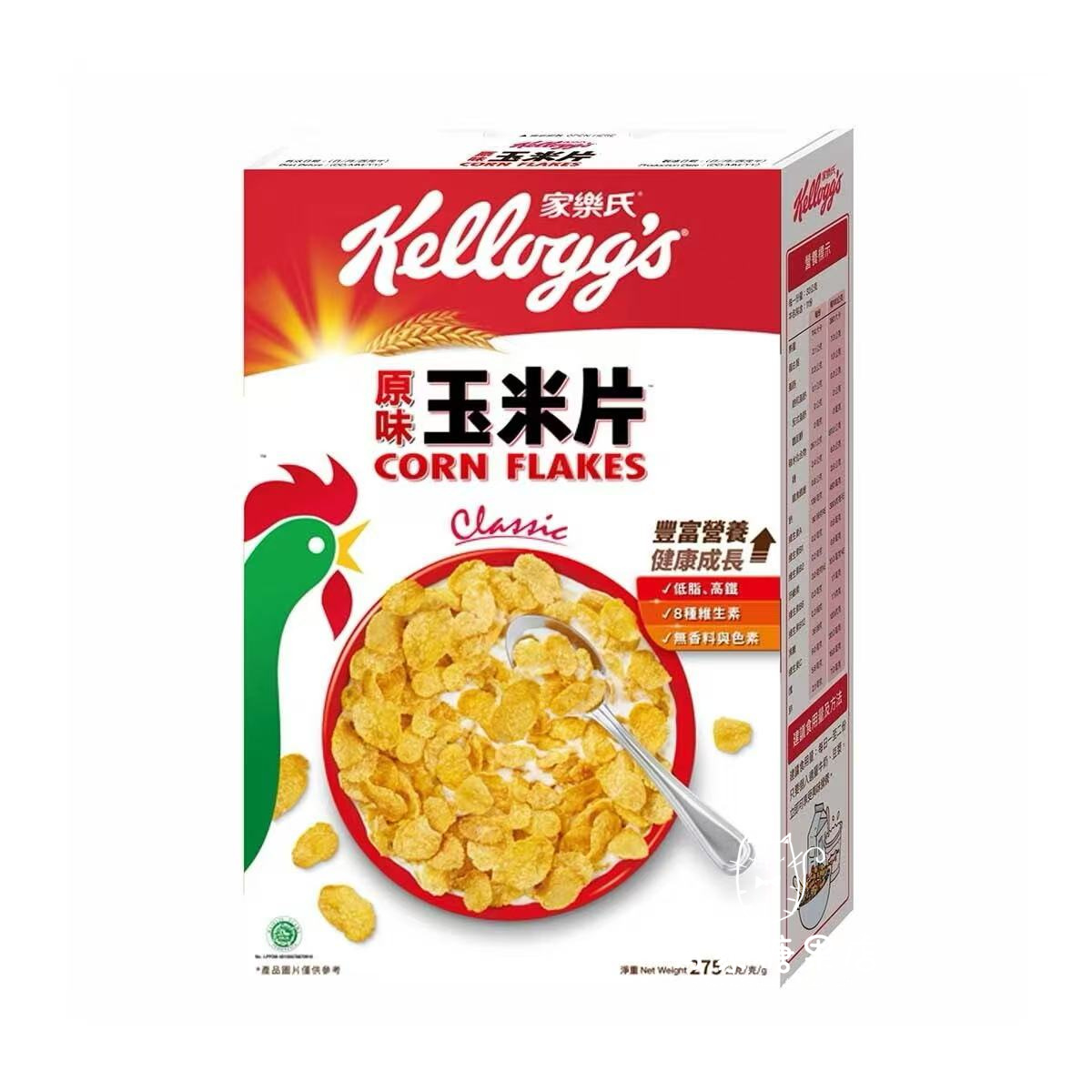 香港代购 进口Kellogg's家乐氏 原味玉米片 营养谷物早餐275g
