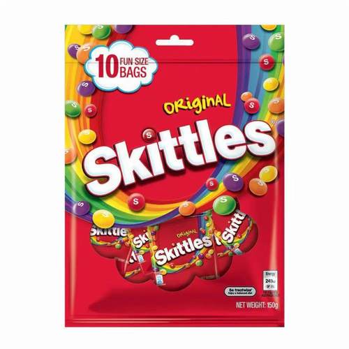 香港代购 进口 Skittles彩虹糖 原味 袋装 10小包 150g糖果零食