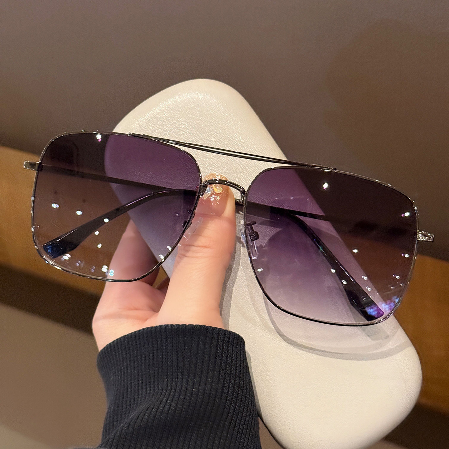 2026超轻百搭大框蛤蟆镜男士大脸休闲金属框太阳镜痞帅显脸小墨镜