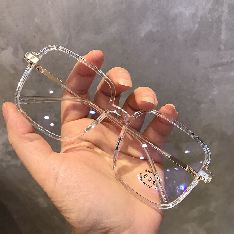 近视眼镜女方形红素圆脸框架