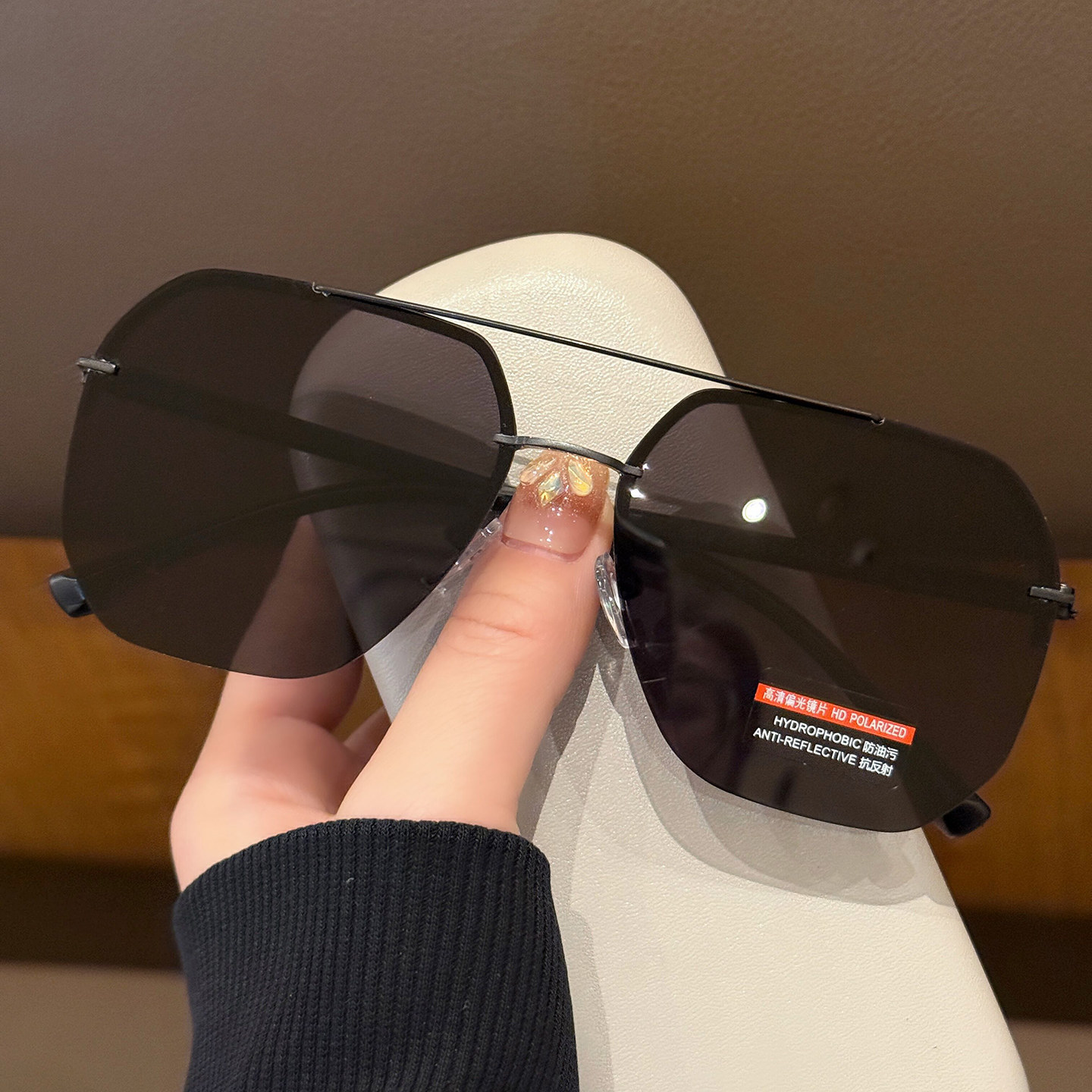 2026新款无框偏光太阳眼镜男女开车飞行员高级感蛤蟆墨镜出游钓鱼